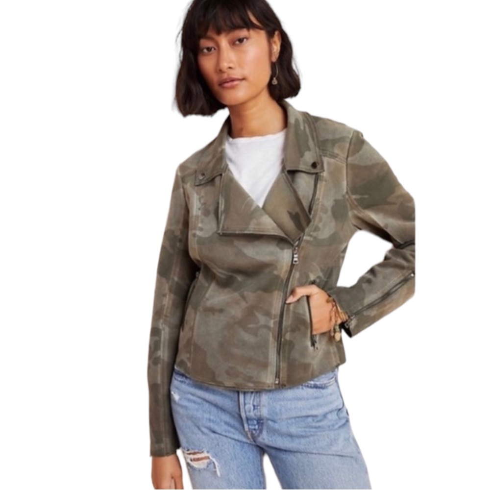 Anthropologie Women's Camouflage Moto Jacket in Green